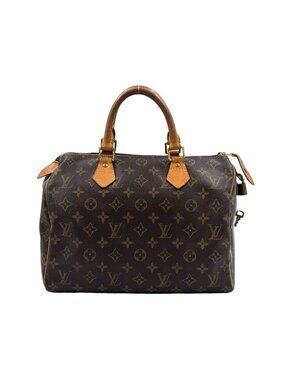 Louis Vuitton Speedy 30 Monogram Leather Brown Handbag Gold